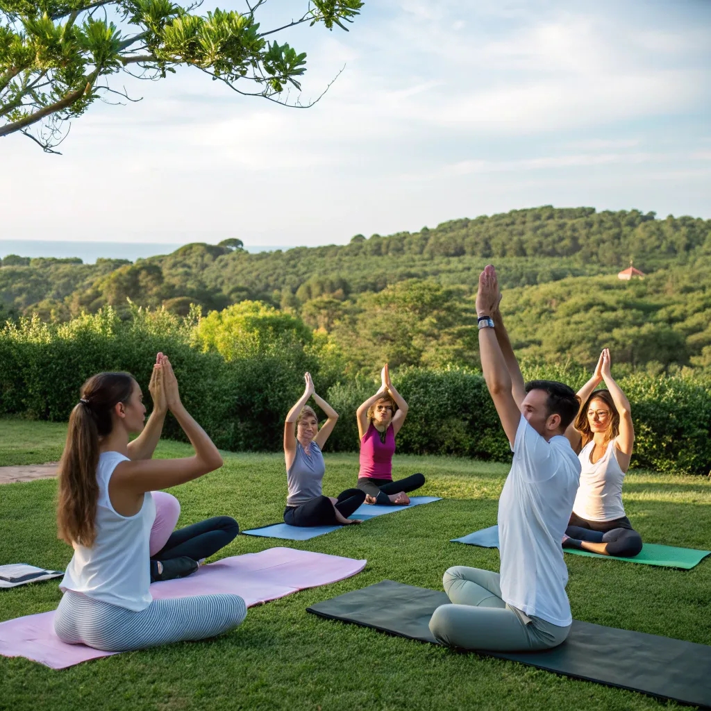 Group yoga class session